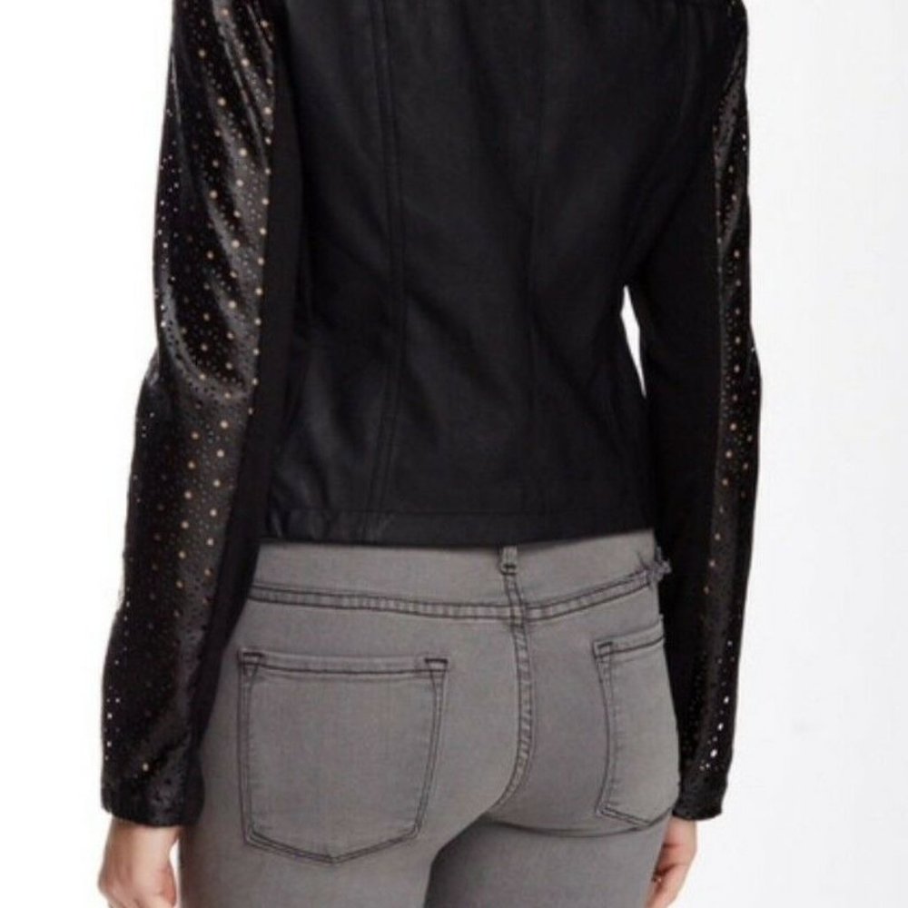 SOLD ****   STEVE MADDEN New Perforated MOTO Jacket Coat  L - Picture 4 of 11